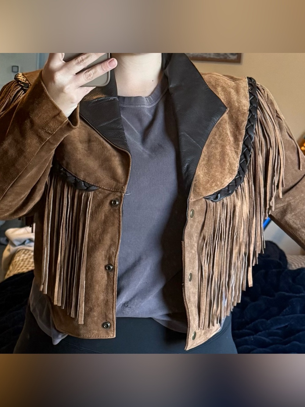 Vintage Sunriders Western Wear Suede Fringe Leather Jacket - Fits like an XXL - Picture 8 of 9